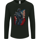 An American Soldier With USA Flag Army Marine Mens Long Sleeve T-Shirt Black
