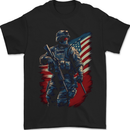 An American Soldier With USA Flag Army Marine Mens T-Shirt 100% Cotton Black