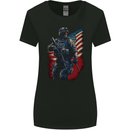 An American Soldier With USA Flag Army Marine Womens Wider Cut T-Shirt Black