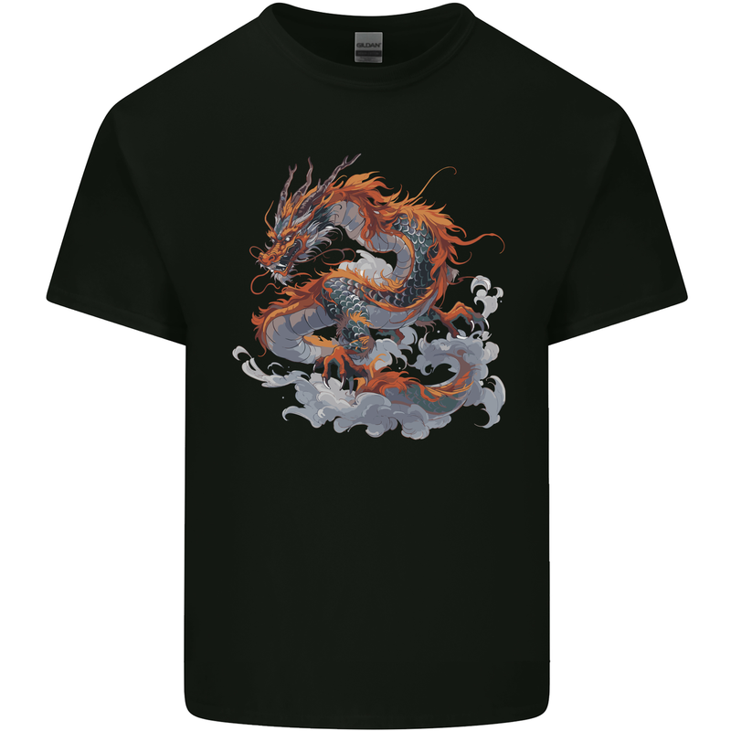 An Ancient Dragon on a Cloud Kids T-Shirt Childrens Black