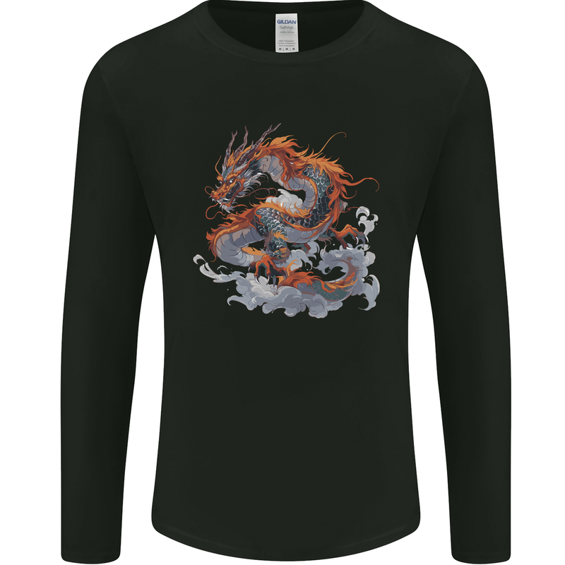 An Ancient Dragon on a Cloud Mens Long Sleeve T-Shirt Black
