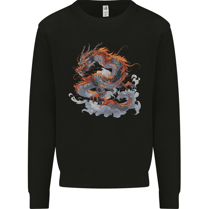 An Ancient Dragon on a Cloud Mens Sweatshirt Jumper Black