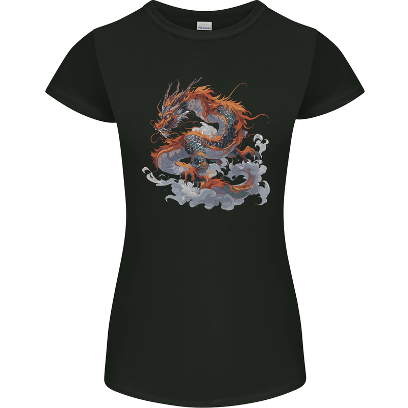 An Ancient Dragon on a Cloud Womens Petite Cut T-Shirt Black