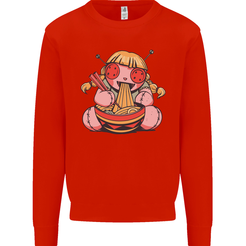 An Anime Voodoo Doll Kids Sweatshirt Jumper Bright Red