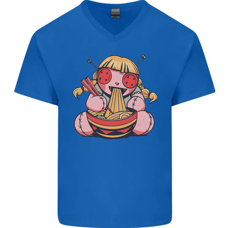 An Anime Voodoo Doll Mens V-Neck Cotton T-Shirt Royal Blue