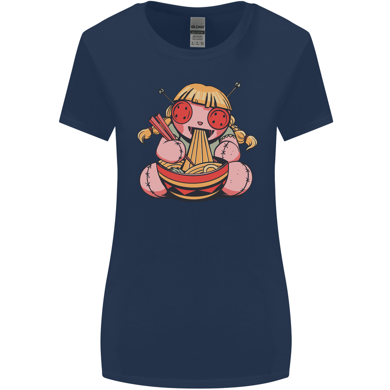 An Anime Voodoo Doll Womens Wider Cut T-Shirt Navy Blue