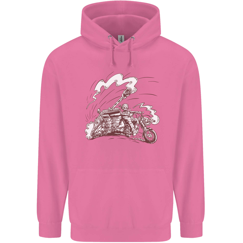 An Army Biker With Tank Skull Motorcycle Childrens Kids Hoodie Azalea