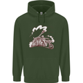 An Army Biker With Tank Skull Motorcycle Childrens Kids Hoodie Forest Green