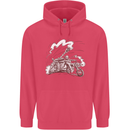 An Army Biker With Tank Skull Motorcycle Childrens Kids Hoodie Heliconia