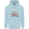 An Army Biker With Tank Skull Motorcycle Childrens Kids Hoodie Light Blue