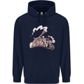 An Army Biker With Tank Skull Motorcycle Childrens Kids Hoodie Navy Blue
