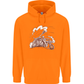 An Army Biker With Tank Skull Motorcycle Childrens Kids Hoodie Orange
