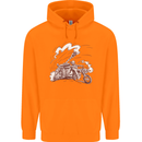 An Army Biker With Tank Skull Motorcycle Childrens Kids Hoodie Orange