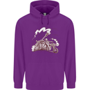 An Army Biker With Tank Skull Motorcycle Childrens Kids Hoodie Purple
