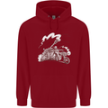 An Army Biker With Tank Skull Motorcycle Childrens Kids Hoodie Red