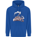 An Army Biker With Tank Skull Motorcycle Childrens Kids Hoodie Royal Blue
