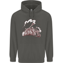 An Army Biker With Tank Skull Motorcycle Childrens Kids Hoodie Storm Grey