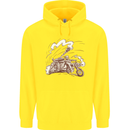 An Army Biker With Tank Skull Motorcycle Childrens Kids Hoodie Yellow