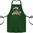 An Army Biker With Tank Skull Motorcycle Cotton Apron 100% Organic Forest Green