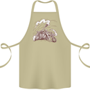 An Army Biker With Tank Skull Motorcycle Cotton Apron 100% Organic Khaki