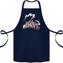 An Army Biker With Tank Skull Motorcycle Cotton Apron 100% Organic Navy Blue