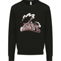 An Army Biker With Tank Skull Motorcycle Kids Sweatshirt Jumper Black
