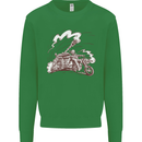An Army Biker With Tank Skull Motorcycle Kids Sweatshirt Jumper Irish Green
