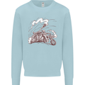 An Army Biker With Tank Skull Motorcycle Kids Sweatshirt Jumper Light Blue