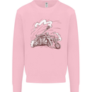 An Army Biker With Tank Skull Motorcycle Kids Sweatshirt Jumper Light Pink