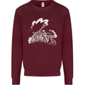 An Army Biker With Tank Skull Motorcycle Kids Sweatshirt Jumper Maroon