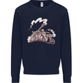 An Army Biker With Tank Skull Motorcycle Kids Sweatshirt Jumper Navy Blue