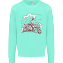 An Army Biker With Tank Skull Motorcycle Kids Sweatshirt Jumper Peppermint