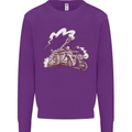 An Army Biker With Tank Skull Motorcycle Kids Sweatshirt Jumper Purple