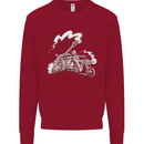 An Army Biker With Tank Skull Motorcycle Kids Sweatshirt Jumper Red