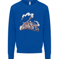 An Army Biker With Tank Skull Motorcycle Kids Sweatshirt Jumper Royal Blue