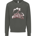 An Army Biker With Tank Skull Motorcycle Kids Sweatshirt Jumper Storm Grey