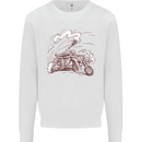 An Army Biker With Tank Skull Motorcycle Kids Sweatshirt Jumper White