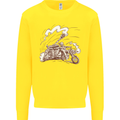 An Army Biker With Tank Skull Motorcycle Kids Sweatshirt Jumper Yellow
