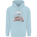 An Army Biker With Tank Skull Motorcycle Mens 80% Cotton Hoodie Light Blue