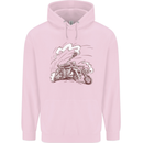 An Army Biker With Tank Skull Motorcycle Mens 80% Cotton Hoodie Light Pink