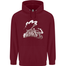 An Army Biker With Tank Skull Motorcycle Mens 80% Cotton Hoodie Maroon