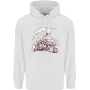 An Army Biker With Tank Skull Motorcycle Mens 80% Cotton Hoodie White