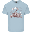 An Army Biker With Tank Skull Motorcycle Mens Cotton T-Shirt Tee Top Light Blue