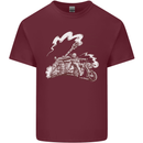 An Army Biker With Tank Skull Motorcycle Mens Cotton T-Shirt Tee Top Maroon
