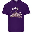 An Army Biker With Tank Skull Motorcycle Mens Cotton T-Shirt Tee Top Purple