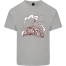 An Army Biker With Tank Skull Motorcycle Mens Cotton T-Shirt Tee Top Sports Grey
