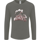 An Army Biker With Tank Skull Motorcycle Mens Long Sleeve T-Shirt Charcoal