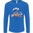An Army Biker With Tank Skull Motorcycle Mens Long Sleeve T-Shirt Royal Blue