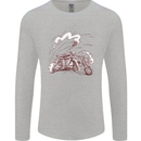 An Army Biker With Tank Skull Motorcycle Mens Long Sleeve T-Shirt Sports Grey