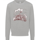 An Army Biker With Tank Skull Motorcycle Mens Sweatshirt Jumper Sports Grey